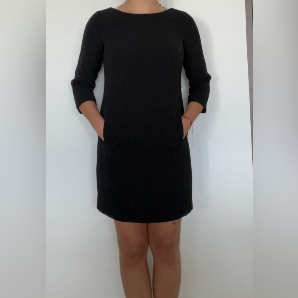 Vince Black Dress 3/4 sleeves Knee Length with Pockets size 2